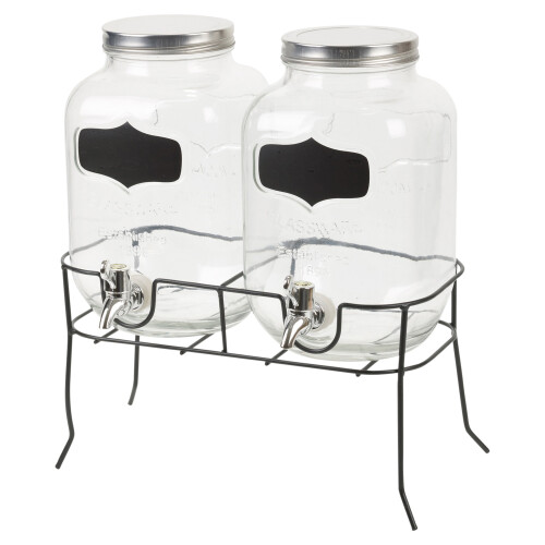 4L Twin Glass Drink Dispenser Double Glass Drink Dispenser With Stand