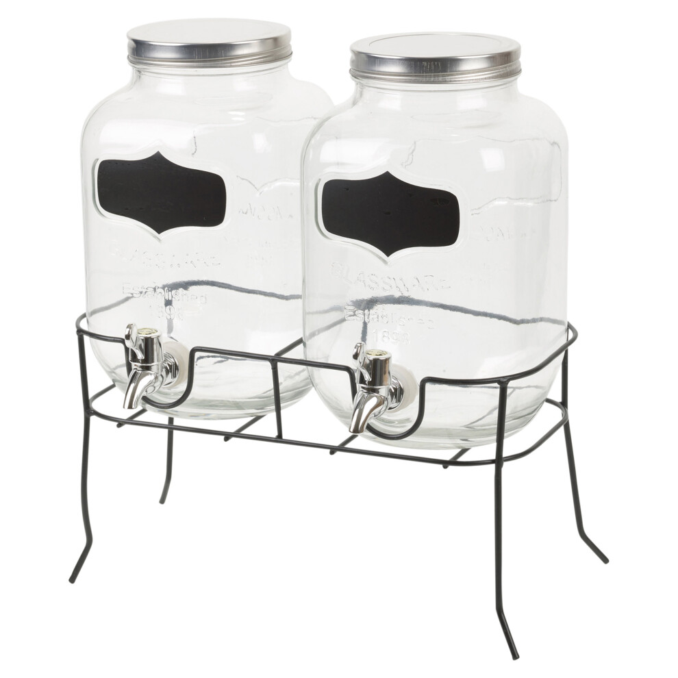 Urbn-Chef 4L Twin Glass Drink Dispenser | Double Glass Drink Dispenser With Stand