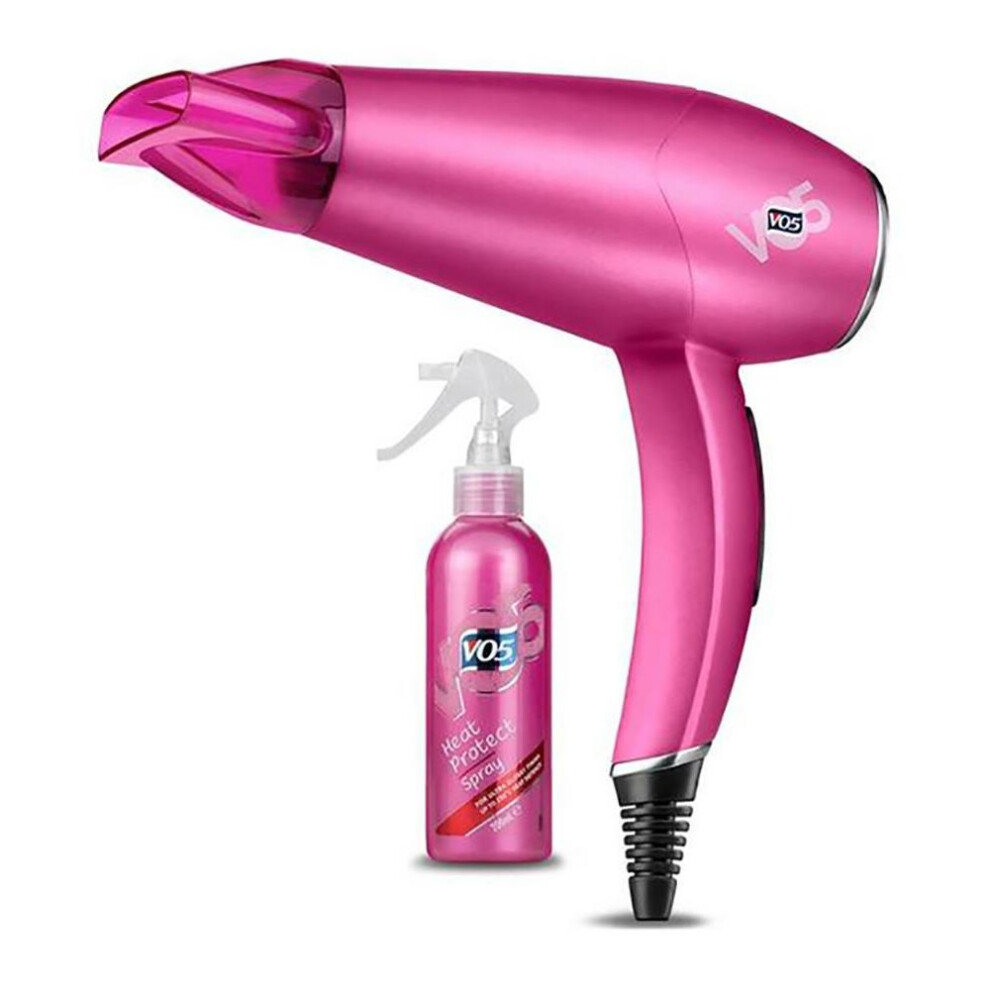 VO5 Dry & Shine Hairdryer 2100W Ceramic & VO5 Heat Protect Spray 200ml VO51U