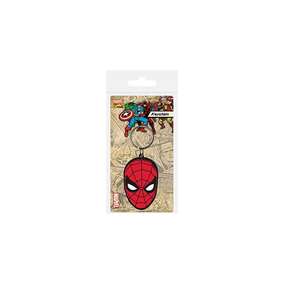 Unisex Multicoloured Spiderman Face Keyring Keychain Marvel Comics Small
