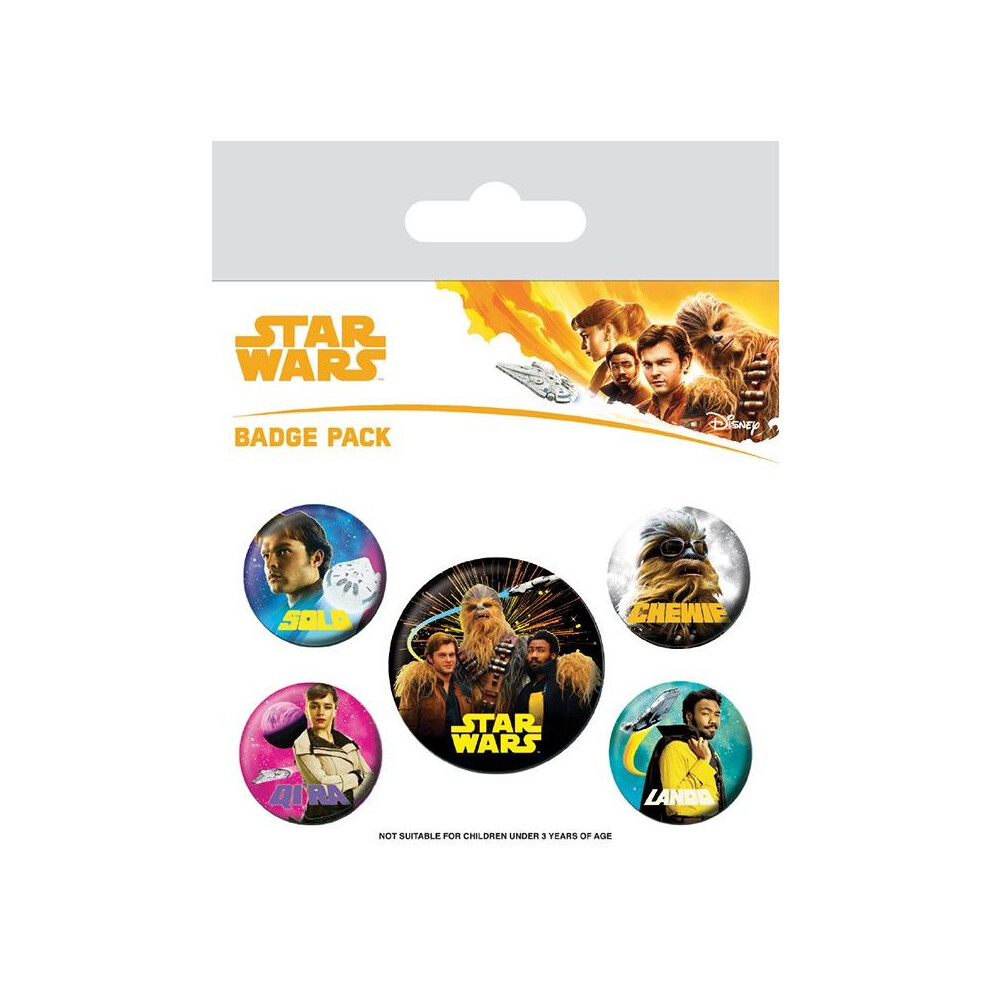 Star Wars Official Pin Backed Badge Pack Han Solo Movie