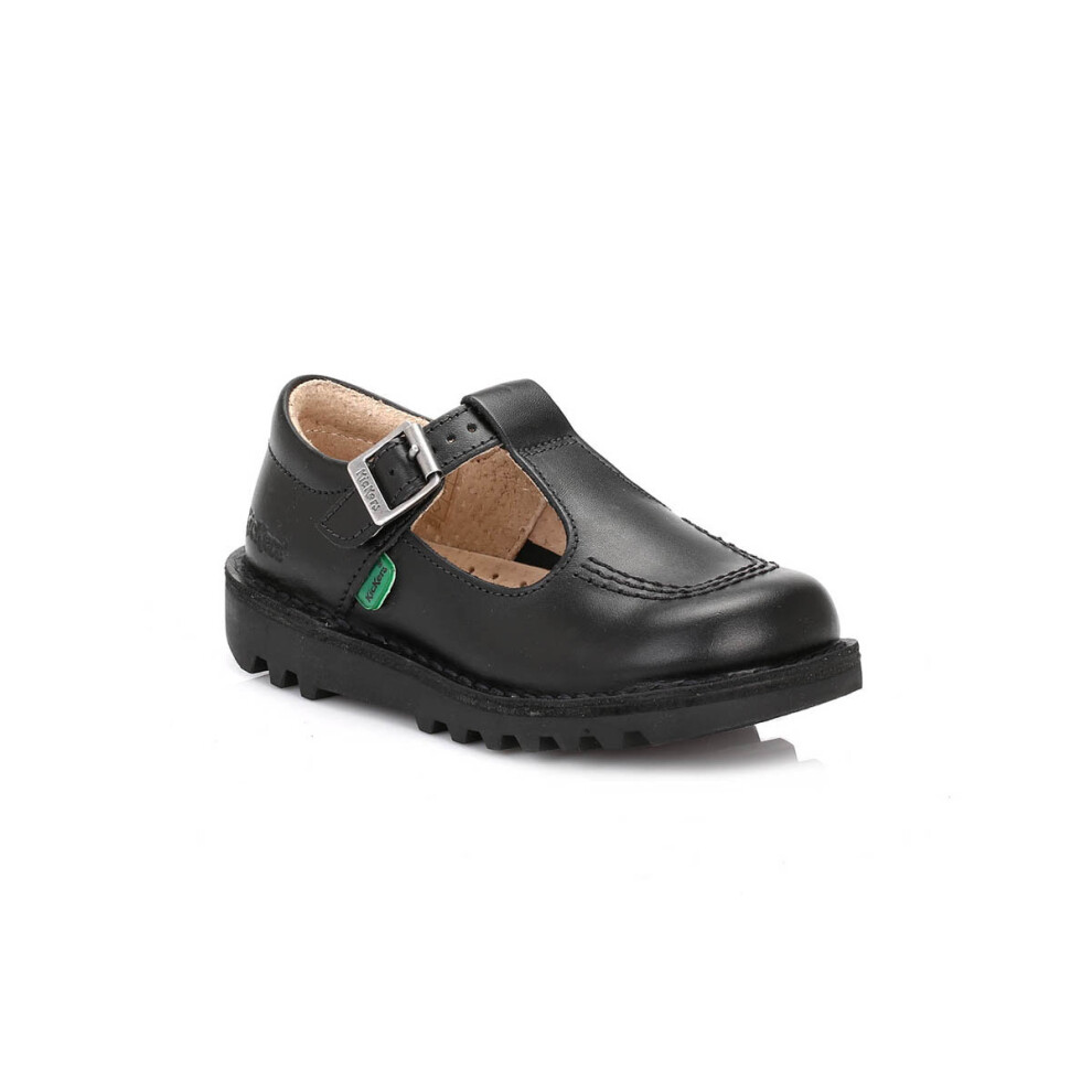 (UK 12 Kids) Kickers Kick T I Core Black Leather Shoes