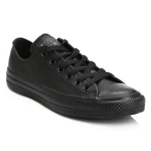 (UK 8) Converse Mens Womens Black All Star OX Leather Trainers