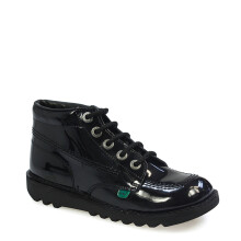 (UK 4) Kickers Kick Hi Youth Core Black Patent