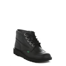(UK 4) Kickers Kick Hi Core Youth Black Leather Ankle Boots