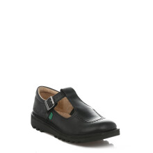(UK 12.5 Kids) Kickers Kick T J Core Black Leather Shoes