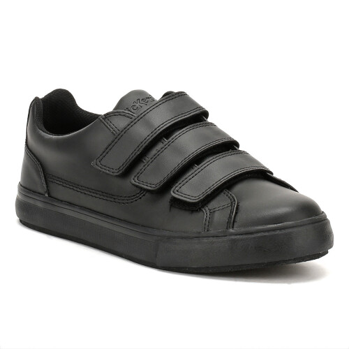KicKers (UK 7) Kickers Black Leather Tovni Trip Trainers