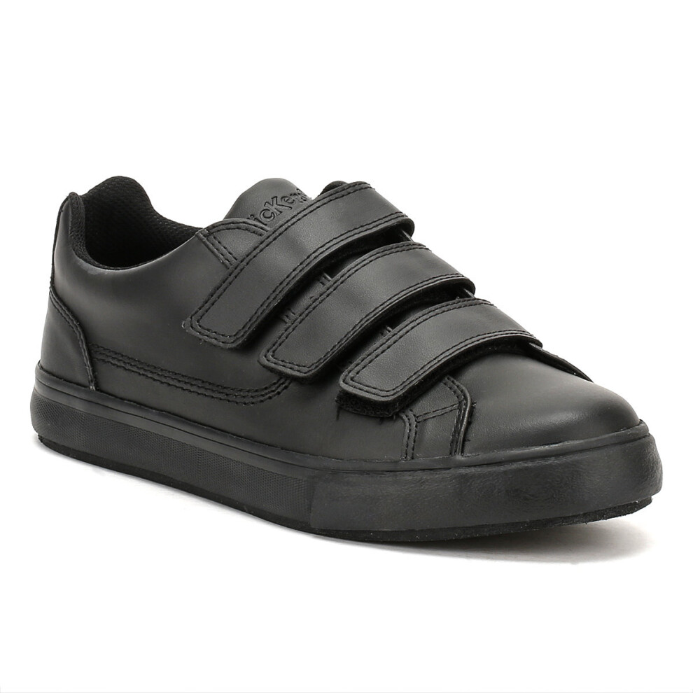 (UK 10) Kickers Black Leather Tovni Trip Trainers