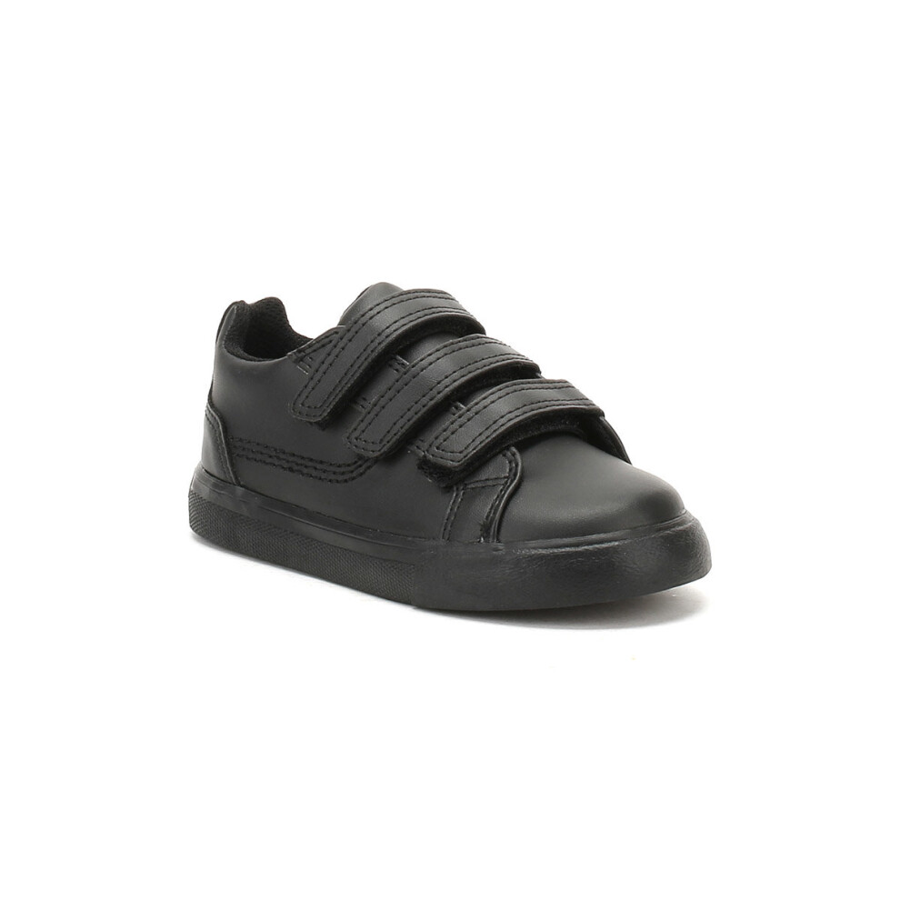 (UK 8.5 Infant) Kickers Infants Black Leather Tovni Trip Trainers