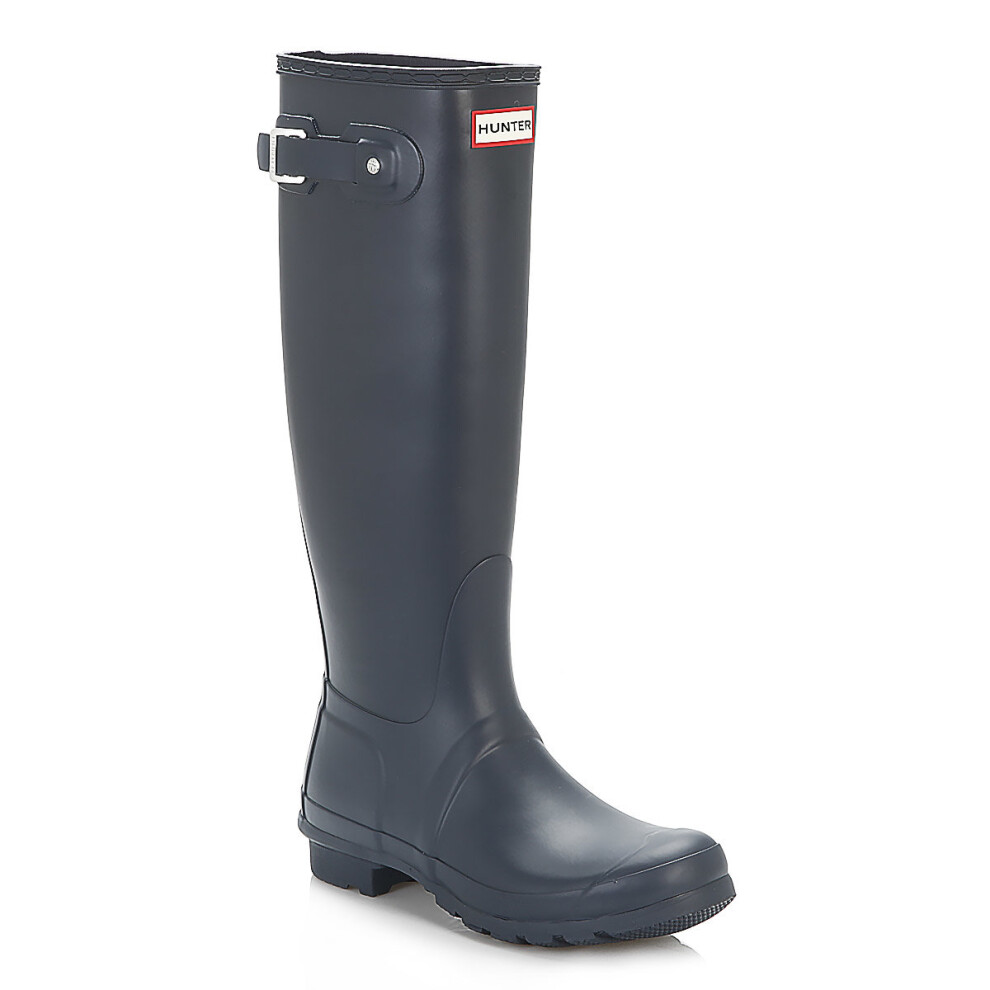 (UK 4) Hunter Original Womens Tall Navy Rubber Wellington Boots