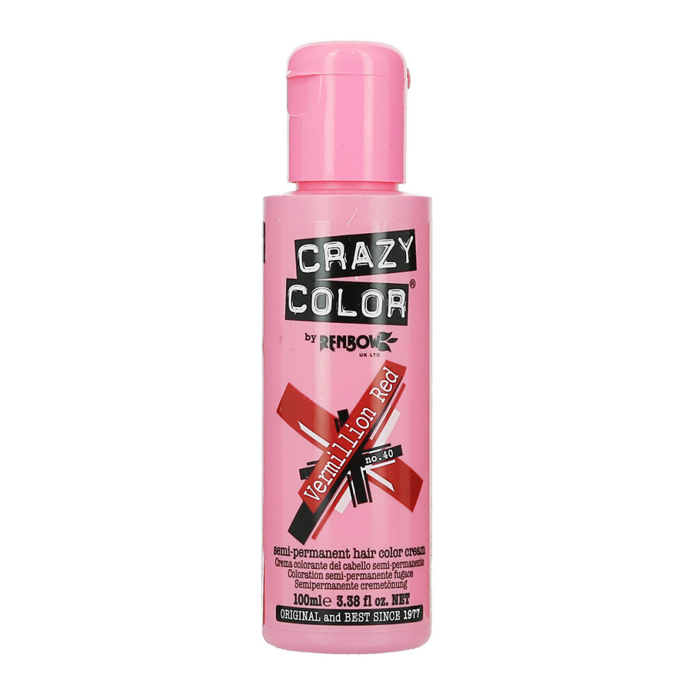 Renbow Crazy Color Red,Cream No.40 Vermillion Red Semi-Permanent Cream 100Ml