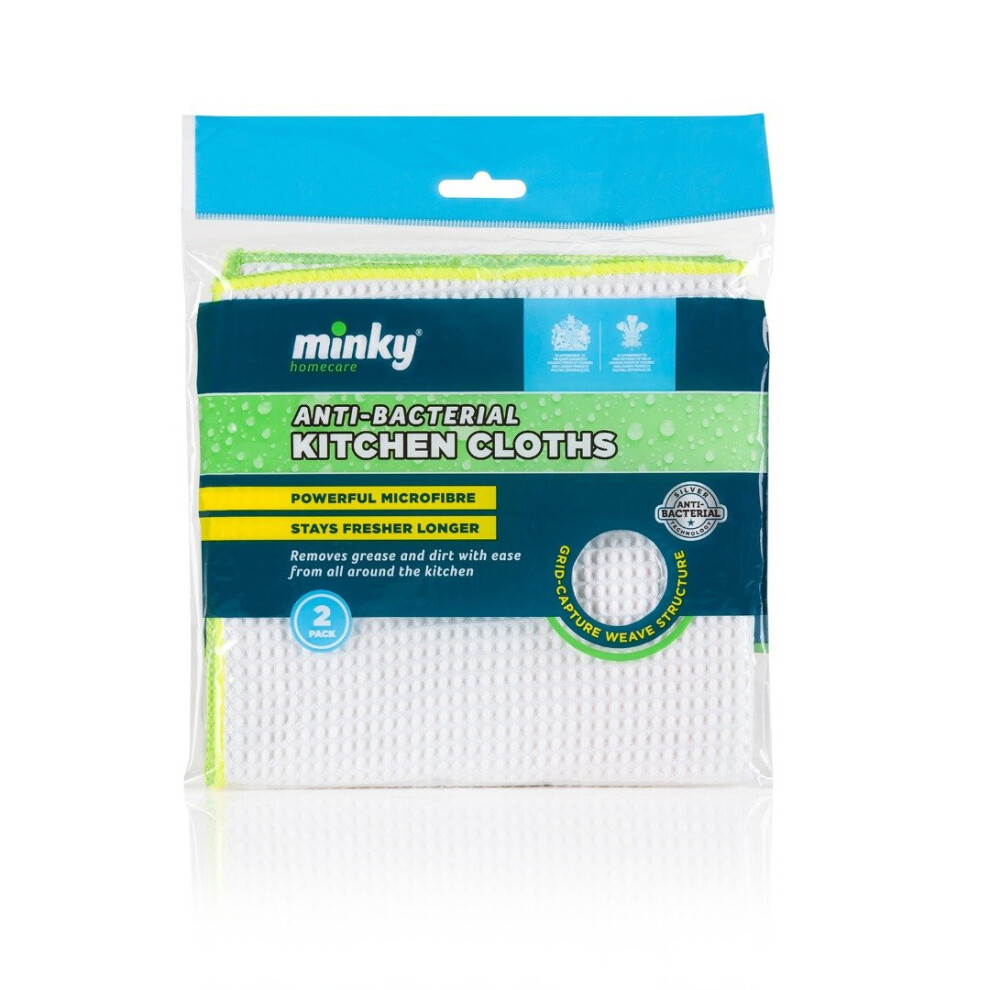 Minky Microfibre 2 Kitchen Cloths Anti-Bacterial