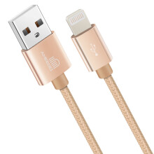 (1 metre, Gold) Ameego Braided 8 pin Cable | Heavy-Duty Charger