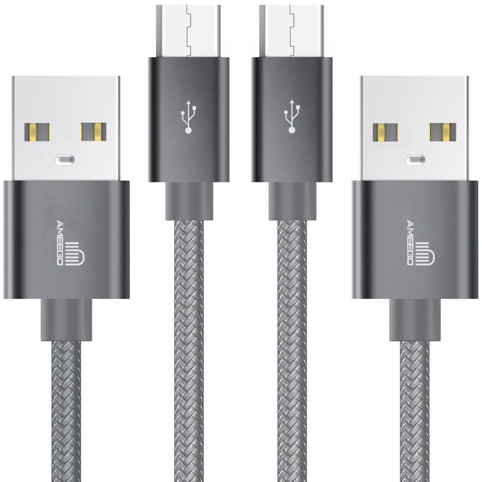 (2 metre, Grey) Ameego Braided 8 pin Cable | Heavy-Duty Charger