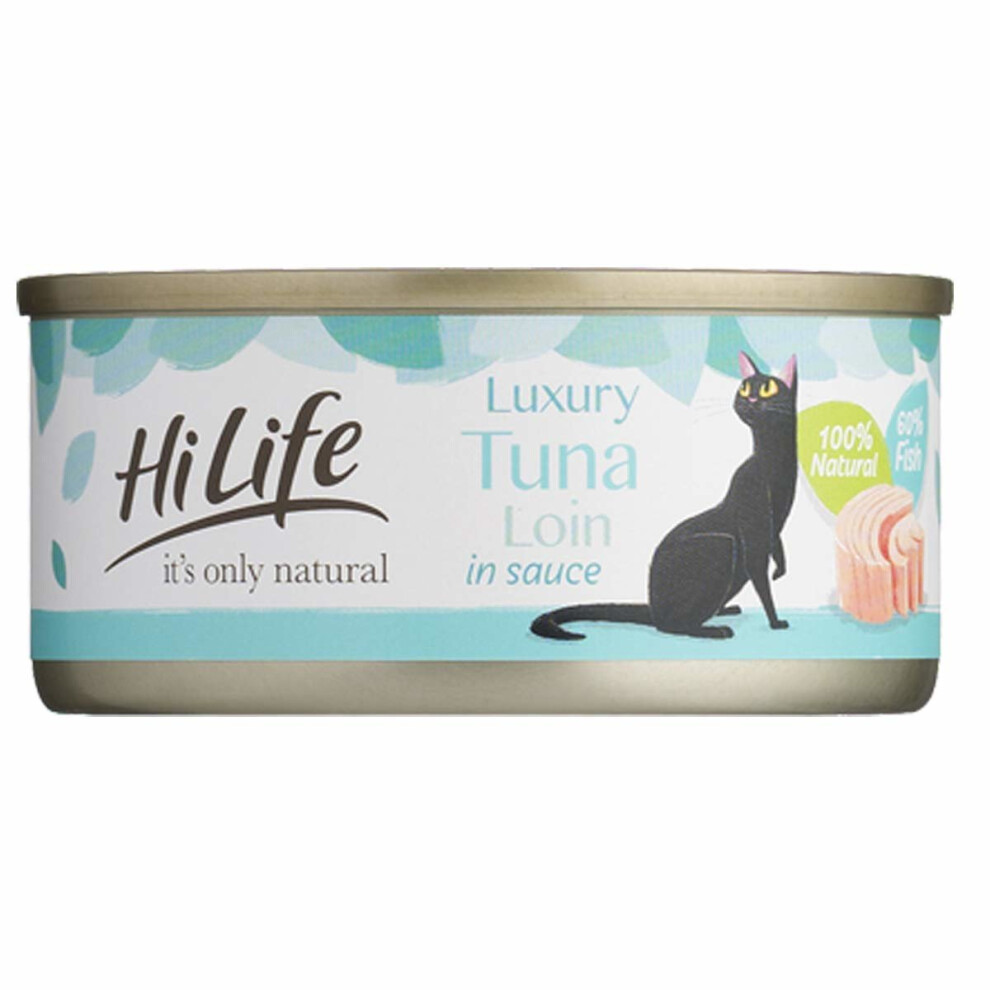 Hilife It's Only Natural Cat Can Luxury Tuna Loin Sauce 70g (Pack of 12)