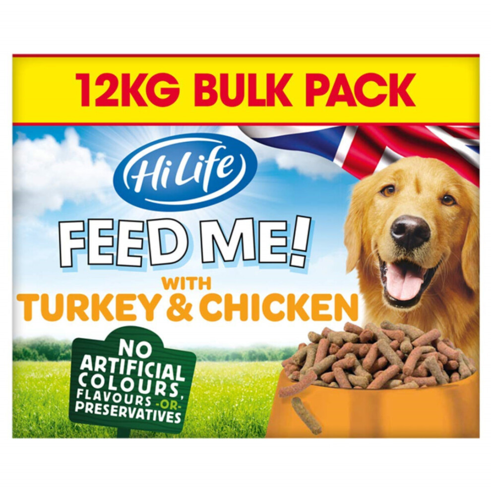 Hilife Feed Me! Dog With Turkey & Chicken Flavoured With Bacon & Veg  12kg