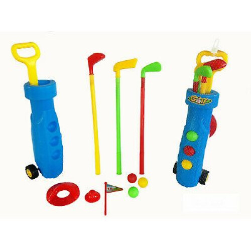 Childrens Golf Set Plastic Golf Clubs Balls Caddy Kids Toy Summer