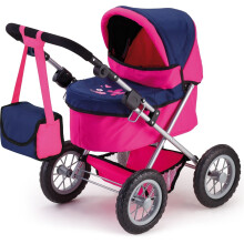 Bayer Design My First Doll's Pram Trendy Pink & Dark Blue Pushchair Buggy Kids