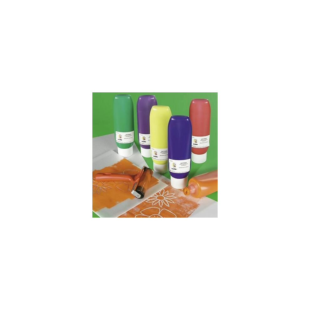Scola Artprint Bright Yellow 300Ml Bottles Lino Block Printing Roller Mixable Inks & Paints