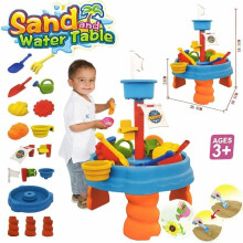 idoot 7 in 1 Multi Kids Activity Table Set with 2 Chairs and 100 Pcs Large Size Blocks Compatible with Classic Blocks.Water Table,Sand Table and Block B\u0026K 7-in-1 Multi Kids Activity Table Set With 2 Chairs and 180 Pcs