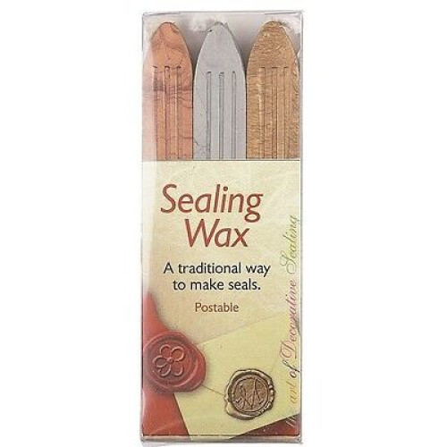 MANUSCRIPT GOLD SILVER COPPER 3 SEALING WAX STICKS WICKS POSTABLE ENVELOPE SEAL