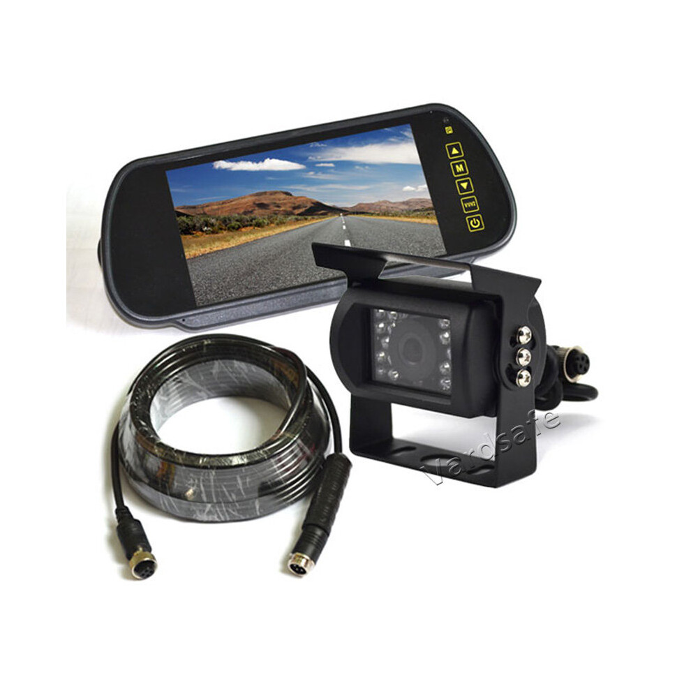 Vardsafe Parking Reverse Backup Camera + 7 Inch Clip-On Mirror Monitor For Rv Motorhome Tractor Trailer Truck Bus 8414775821814