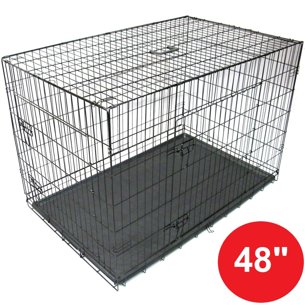 Gr8 Home Black 48" Pet Cages Metal Dog Cat Puppy Carrier Crate Tray