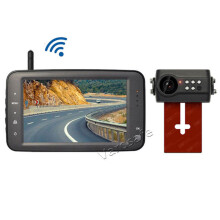 Vardsafe Wireless License Plate Parking Rear View Reverse Backup Camera with 4.3 Inch Monitor for Car Van RV Truck