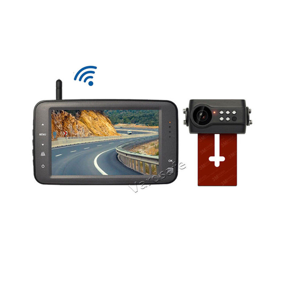 Vardsafe Wireless License Plate Parking Rear View Reverse Backup Camera With 4.3 Inch Monitor For Car Van Rv Truck 8414763633832