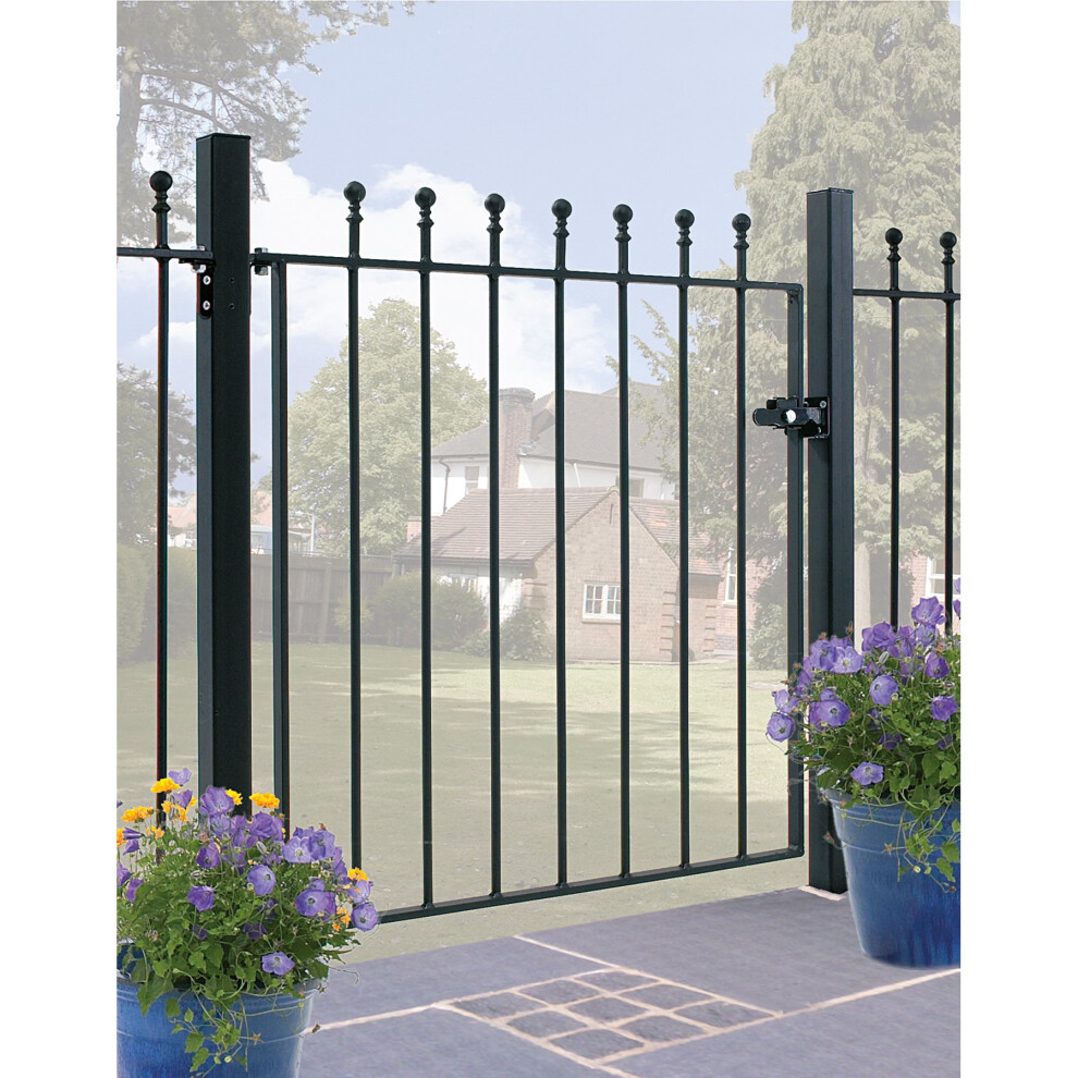 (762mm Gap (Galvanised)) Manor Single Ball-Top Wrought Iron Gate