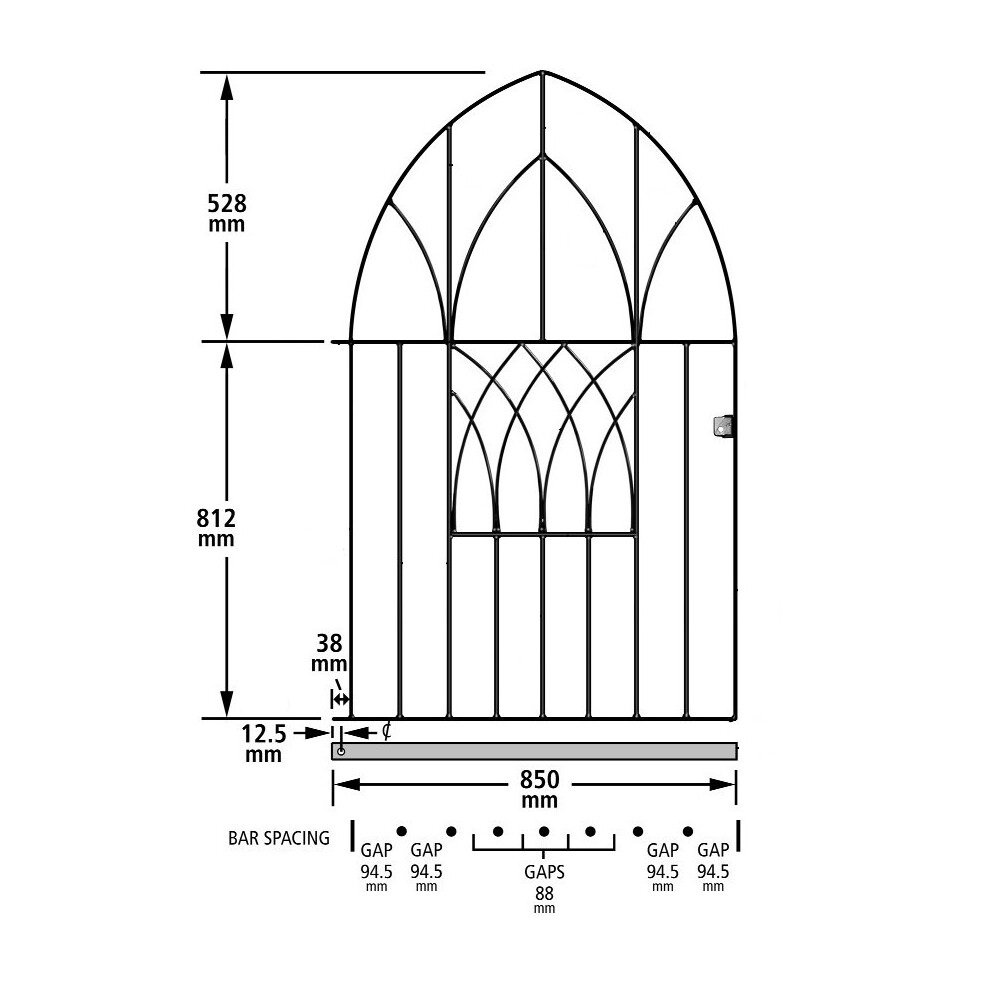 (914mm GAP X 1340mm High) Abbey Modern Low Bow Garden Gates galvanised metal