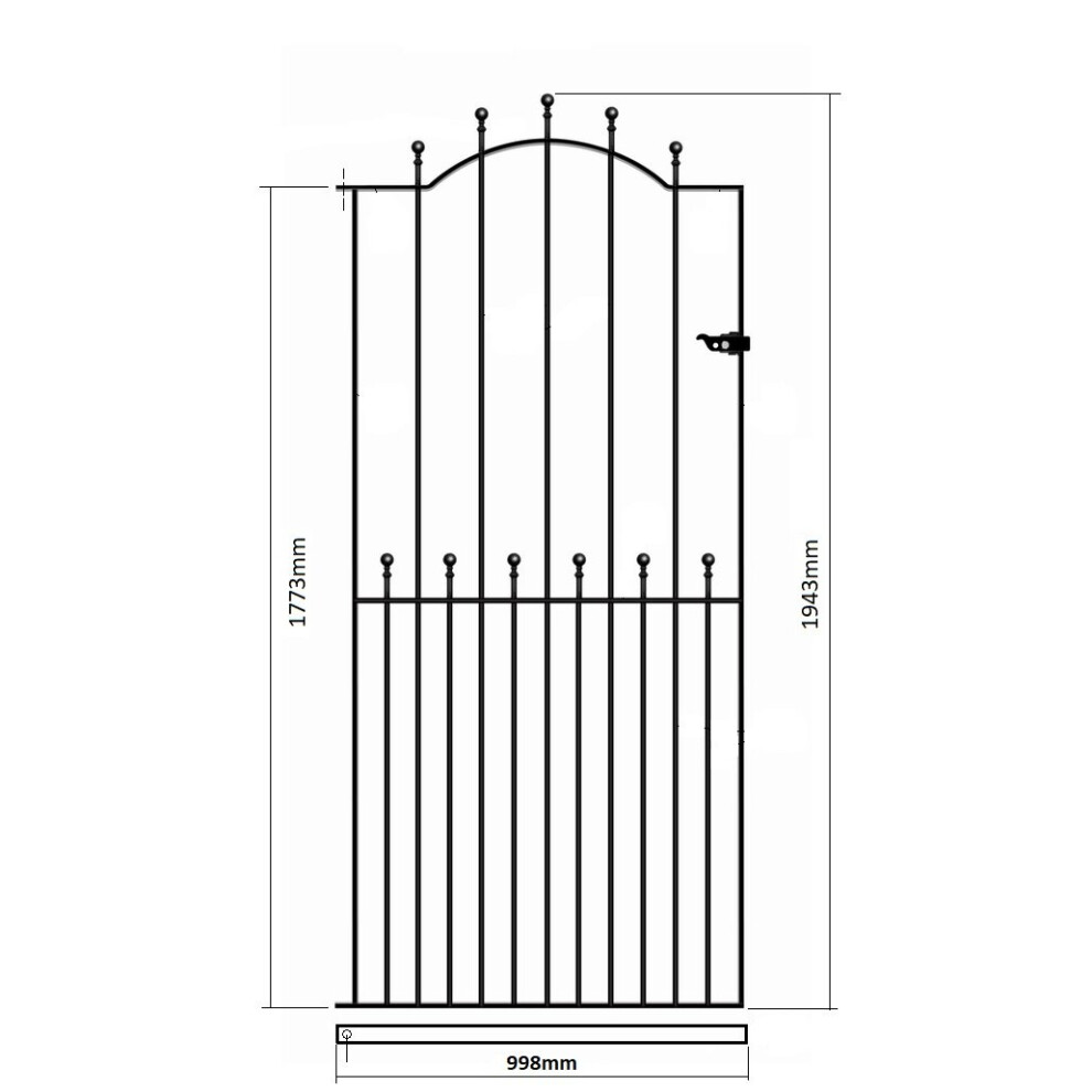 (1067mm GAP X 1943mm High) Manor Ball Top Tall Garden Gates galvanised metal