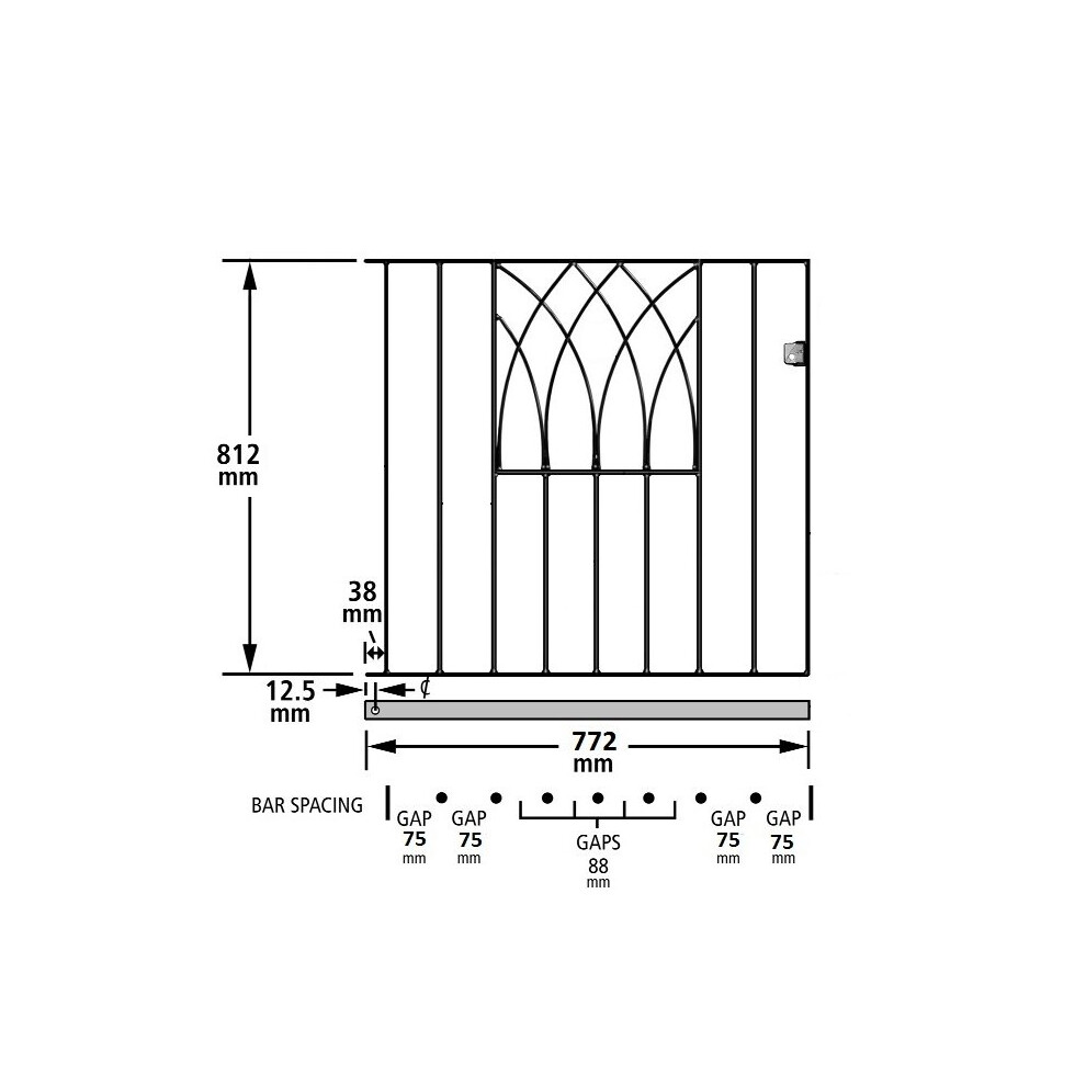 (838mm GAP X 812mm High) Abbey Modern Garden Gates 812mm H galvanised metal