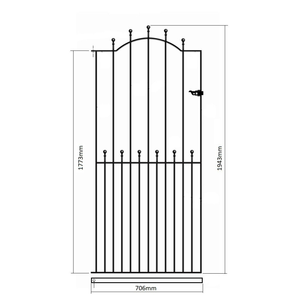 (762mm GAP X 1943mm High) Manor Ball Top Tall Garden Gates galvanised metal