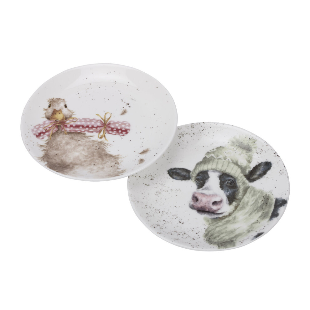 Wrendale Designs Set of 2 Coupe Plates, Cow and Duck