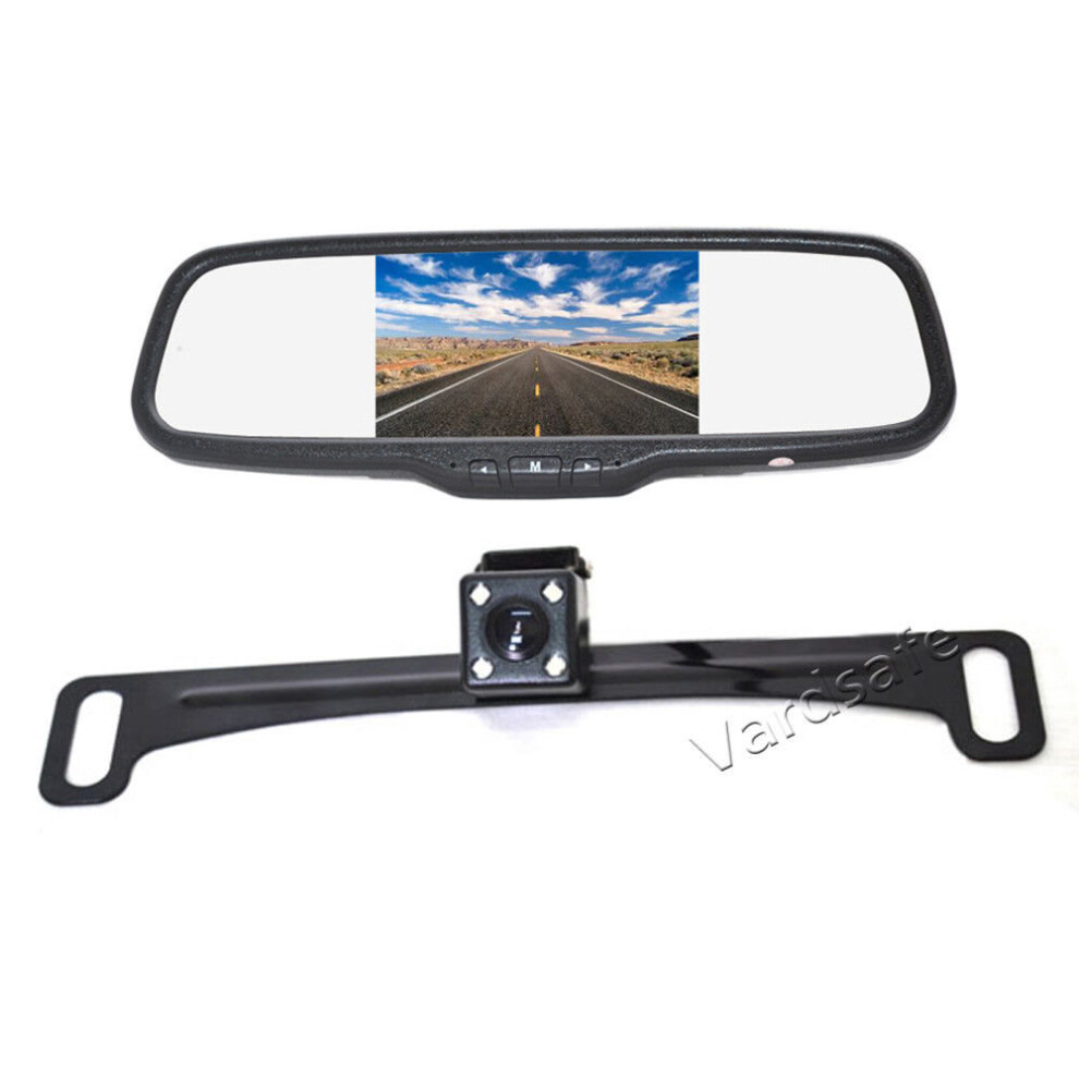Vardsafe License Plate Rear View Reversing Backup Camera + Clip-On Mirror Monitor Kit For Car Rv Truck Suv Van 8414775821845
