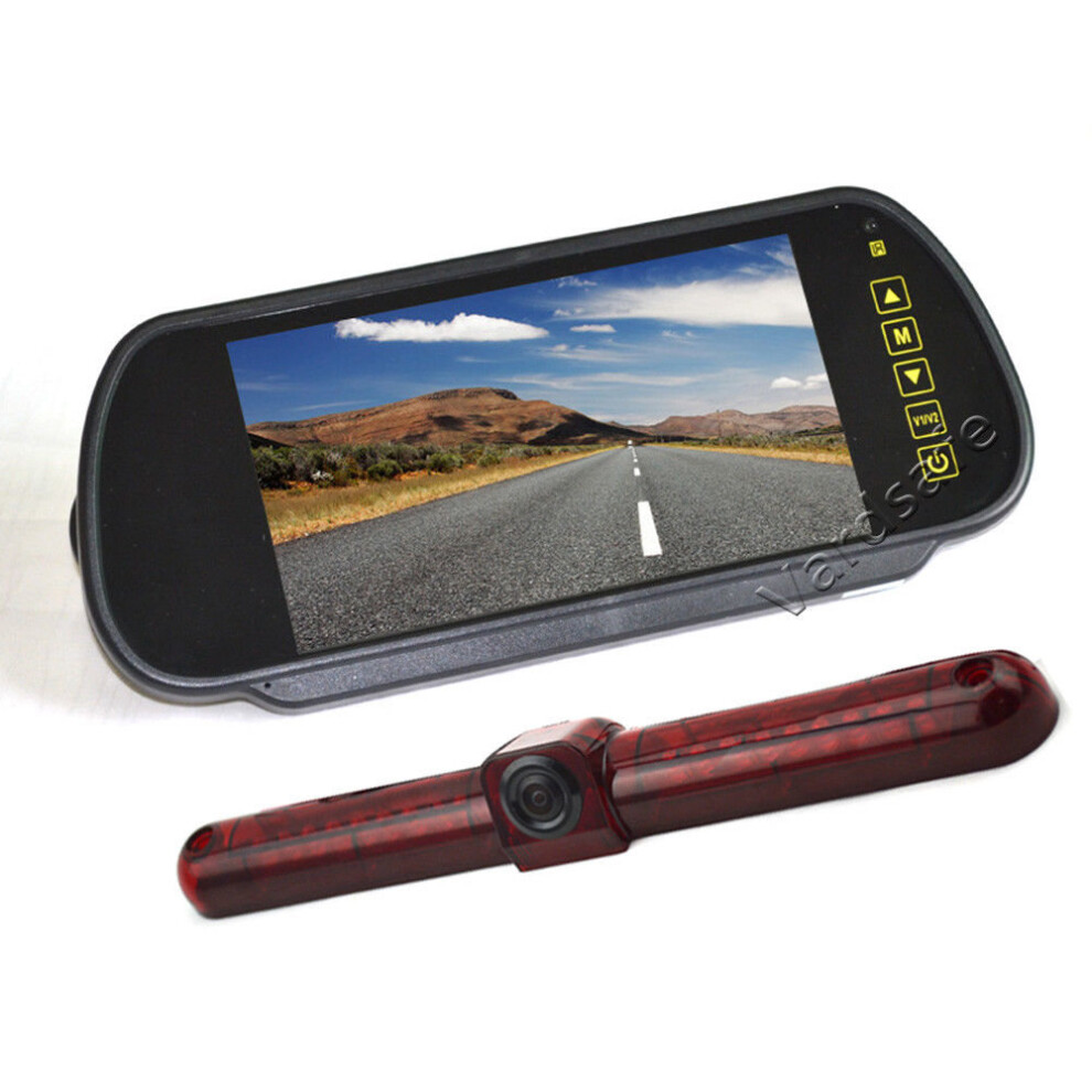Photos - Reversing Camera Vardsafe Universal Brake Light Parking Reverse Backup Camera + 7 Inch Clip-on Mirror Monitor for RV / Cargo Van / Bus