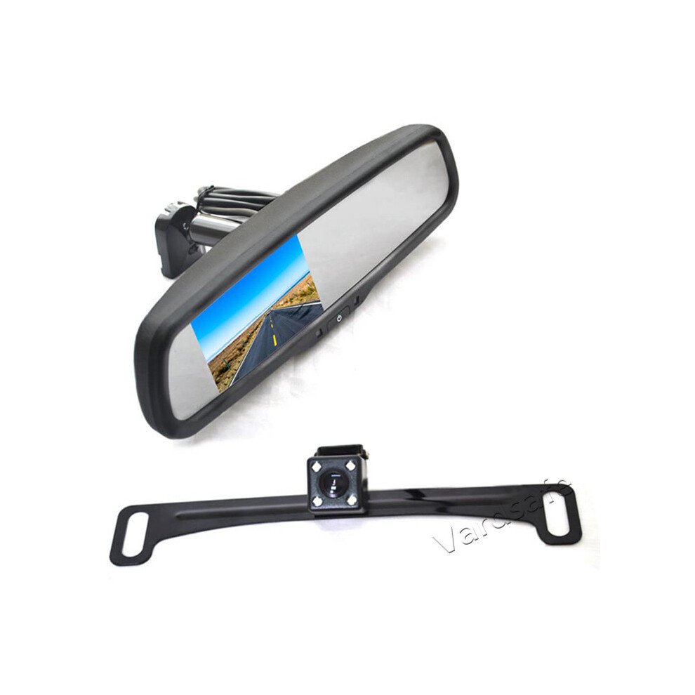 Vardsafe License Plate Reverse Backup Camera + Replacement Rear View Mirror Monitor For Car Rv Truck Suv Van 8414775821838