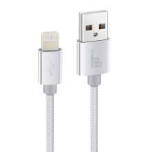 (1 metre, White) Ameego Braided 8 pin Cable | Heavy-Duty Charger