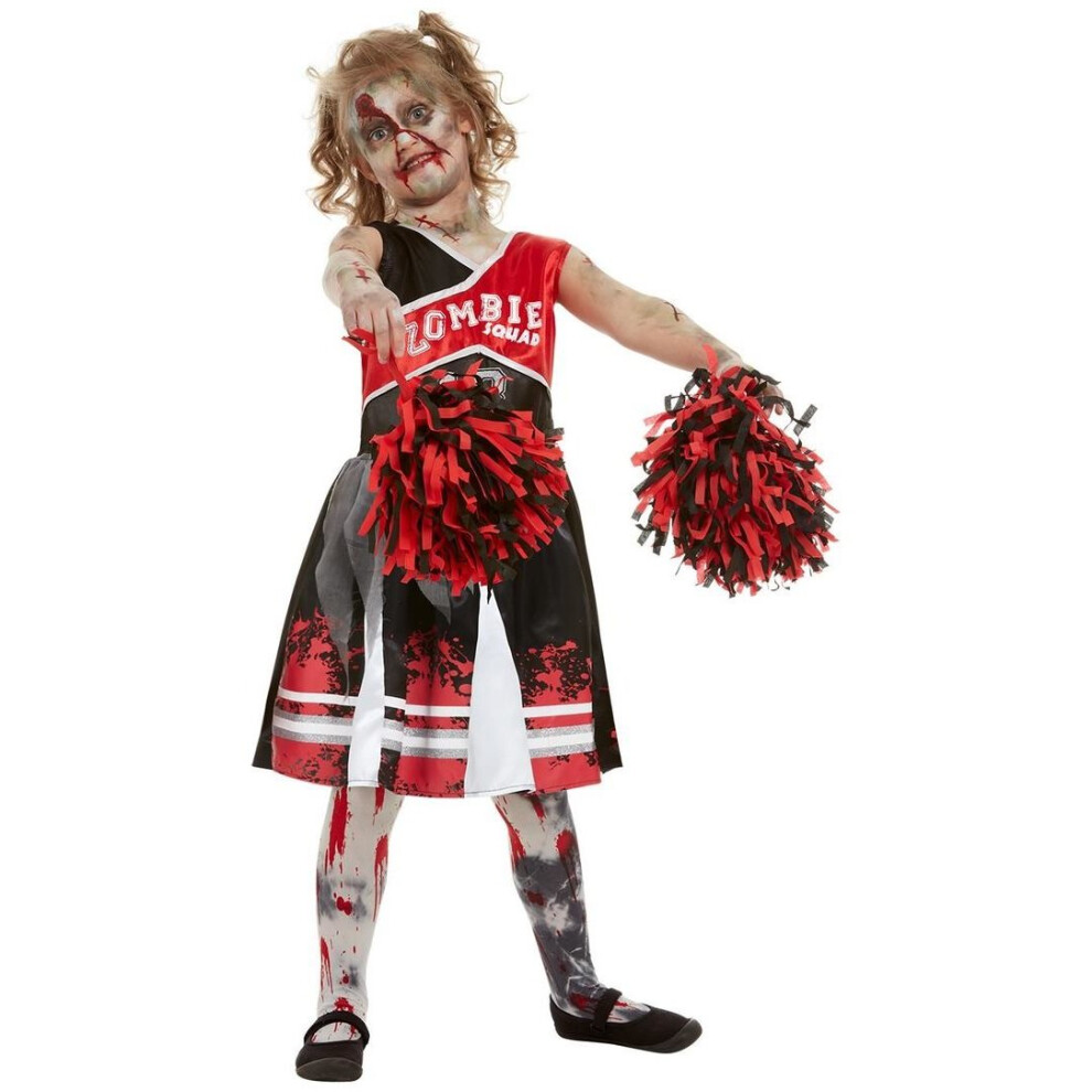 Girls Halloween Zombie Cheerleader Fancy Dress Costume Age 10-12