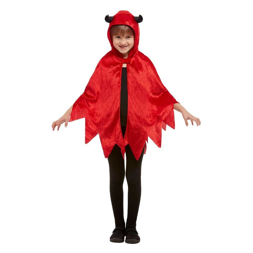 Childrens Halloween Devil Hooded Cape Fancy Dress Costume (One Size)