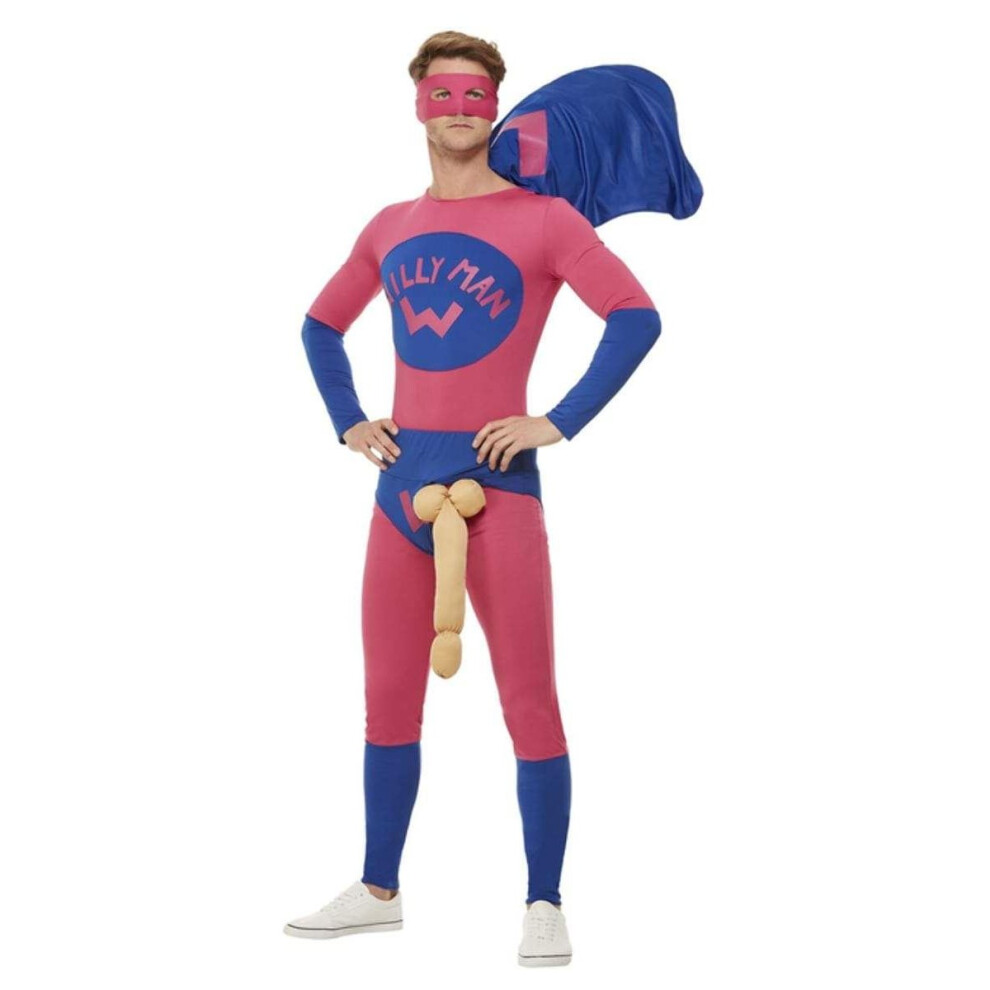 Smiffy's Mens Willyman Superhero Fancy Dress Costume (Medium) Multicoloured