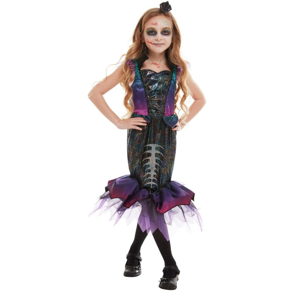 Girls Halloween Dark Mermaid Fancy Dress Costume Age 4-6