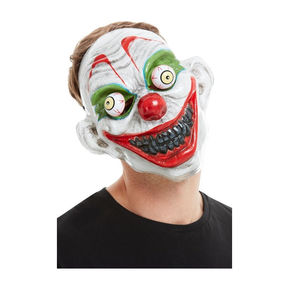 Mens Moving Eyes Clown Mask Halloween Fancy Dress Accessory