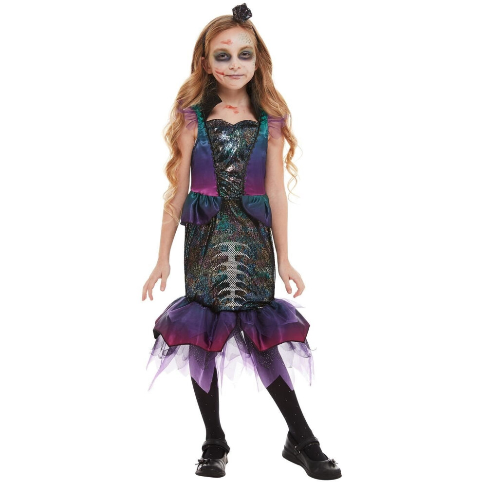 Girls Halloween Dark Mermaid Fancy Dress Costume Age 7-9