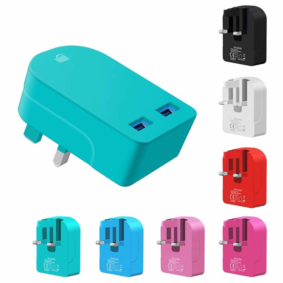 (Green) Ameego Folding Dual USB Plug | Dual USB Wall Charger