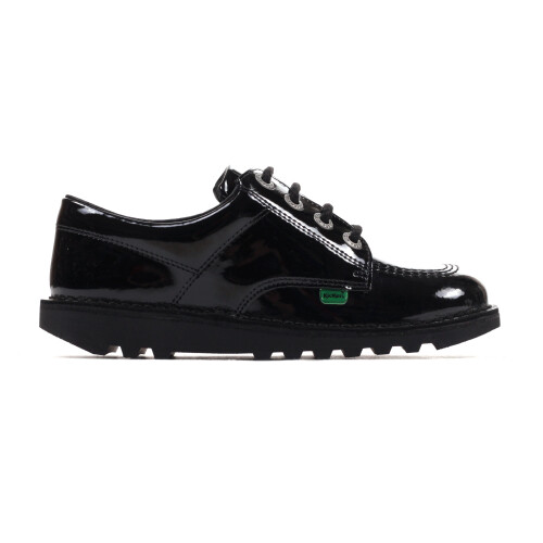 KicKers (Black, UK 5) Kickers Kick Lo Classic Patent Leather Girls Kids School Fashion Shoe Black