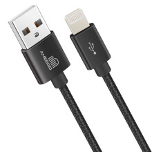 (2 metre, Black) Ameego Braided 8 pin Cable | Heavy-Duty Charger