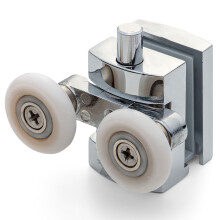 (6mm) 1 x Double Bottom Chrome/Silver Shower Door Rollers/Runners 22mm Wheel Diameter (4.5mm,6mm or 7.5mm Glass) CR4