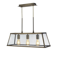 Searchlight Voyager 3 Light Lantern Bar Antique Brass Glass